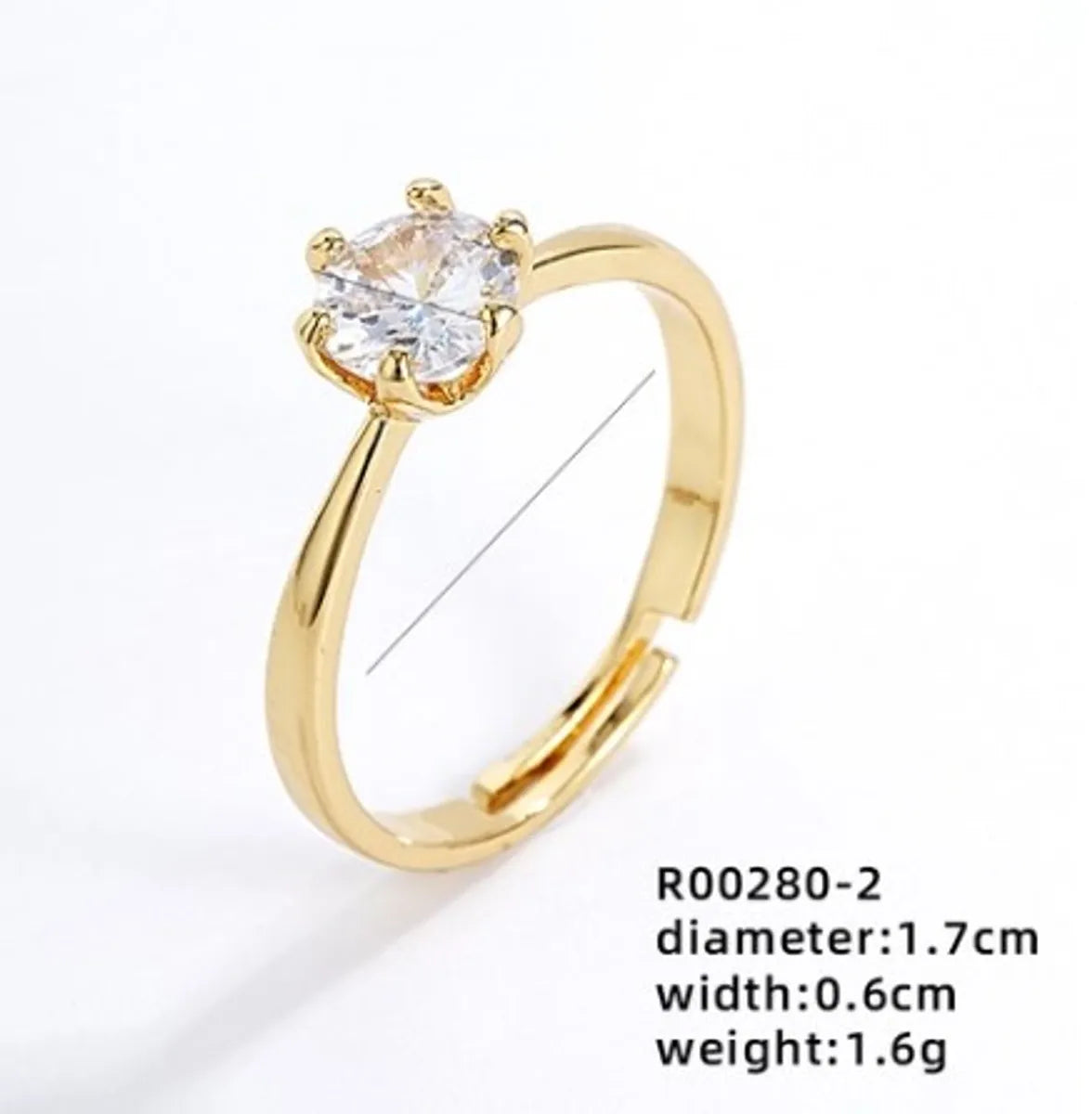 Ig Style Simple Style Round Copper Gold Plated Zircon Open Rings In Bulk