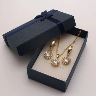 Copper 18K Gold Plated Gold Plated IG Style Simple Style Plating Inlay Round Zircon Jewelry Set