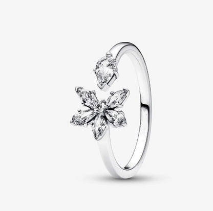 Ig Style Simple Style Round Flower Sterling Silver Zircon Rings In Bulk