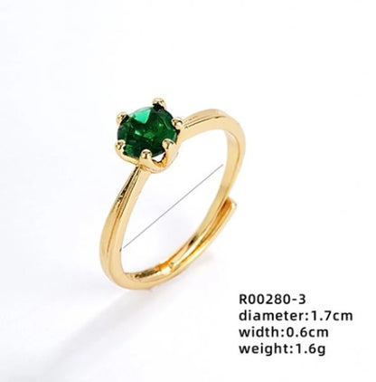 Ig Style Simple Style Round Leaves Copper Zircon Open Rings In Bulk