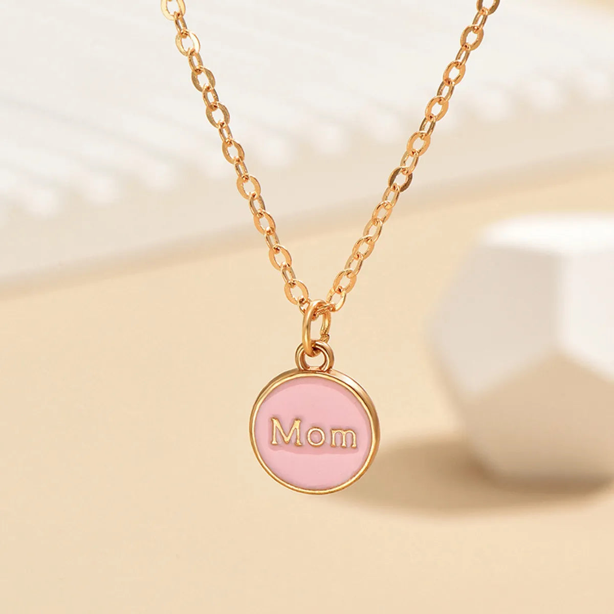 IG Style Simple Style Round Letter Alloy Enamel Women's Pendant Necklace