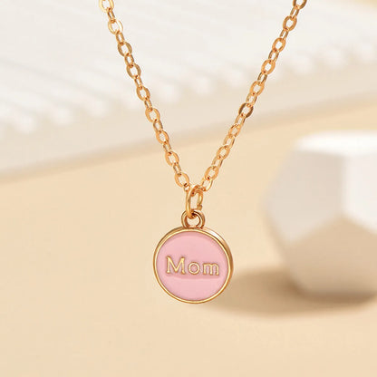 IG Style Simple Style Round Letter Alloy Enamel Women's Pendant Necklace