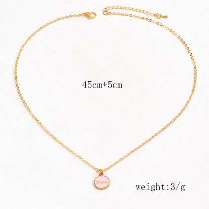 IG Style Simple Style Round Letter Alloy Enamel Women's Pendant Necklace