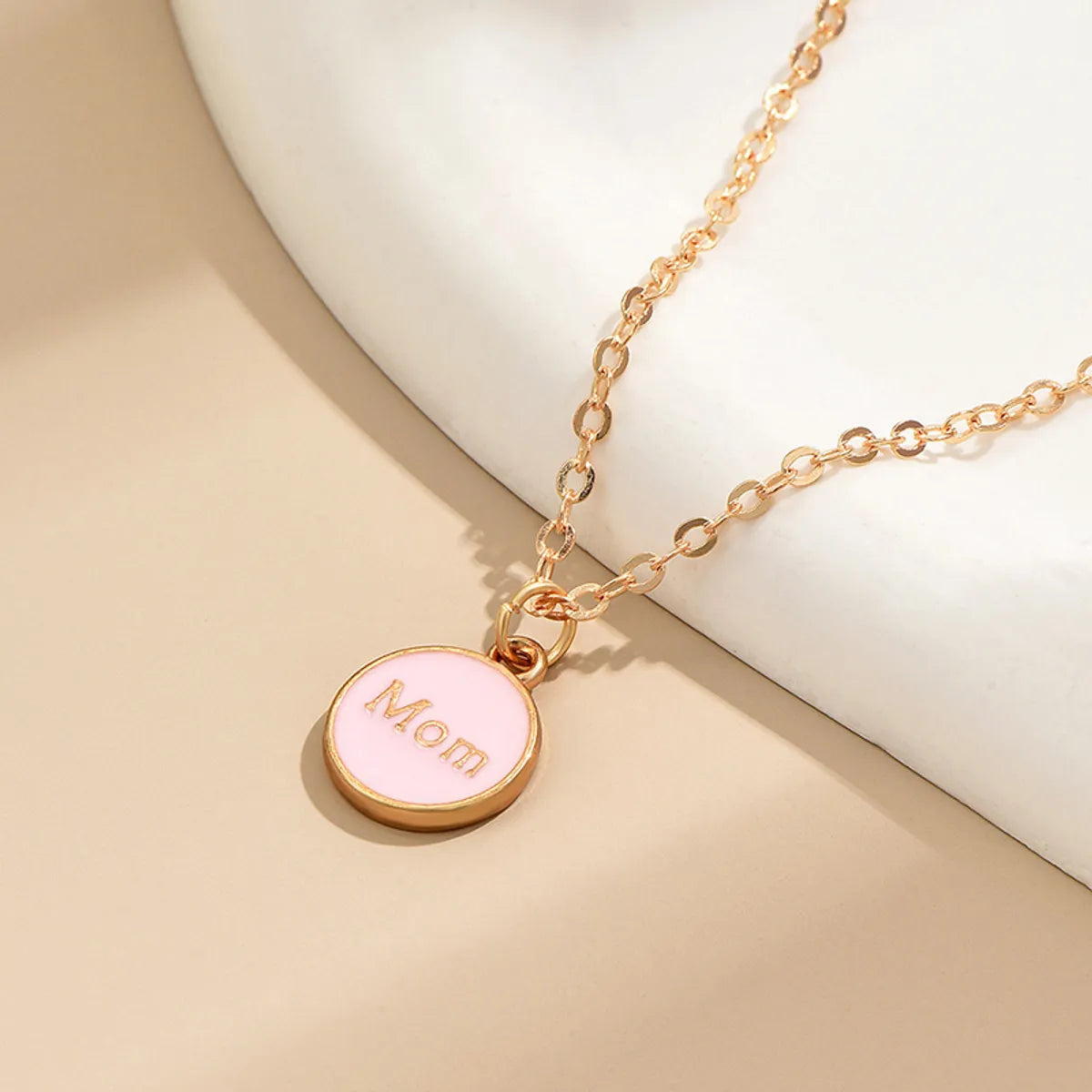 IG Style Simple Style Round Letter Alloy Enamel Women's Pendant Necklace