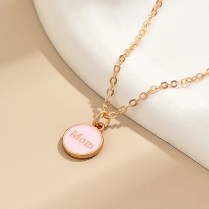 IG Style Simple Style Round Letter Alloy Enamel Women's Pendant Necklace