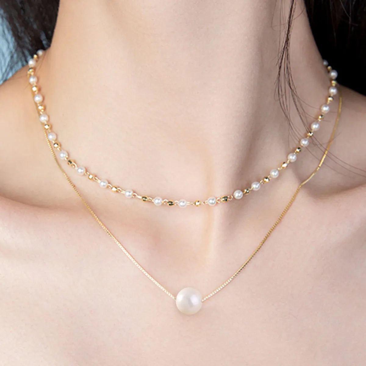 IG Style Simple Style Round Resin Copper Pearl Women'S Necklace