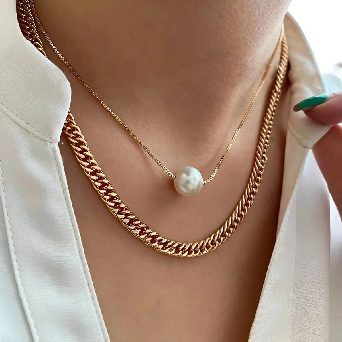 IG Style Simple Style Round Resin Copper Pearl Women'S Necklace