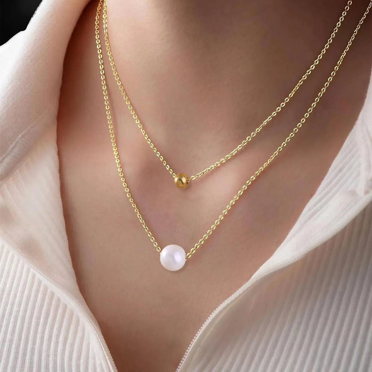 IG Style Simple Style Round Resin Copper Pearl Women'S Necklace