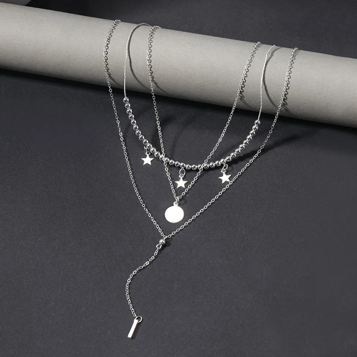 Ig Style Simple Style Round Star Alloy Beaded Women's Three Layer Necklace