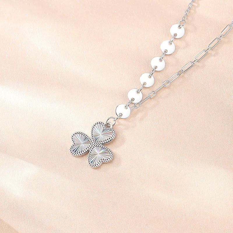 Ig Style Simple Style Shamrock Heart Shape Sterling Silver Plating Pendant Necklace