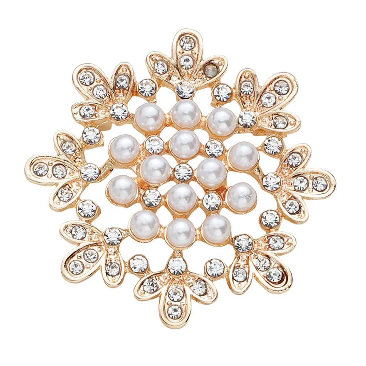 IG Style Simple Style Shiny Leaf Flower Alloy Inlay Rhinestones Pearl Women'S Brooches