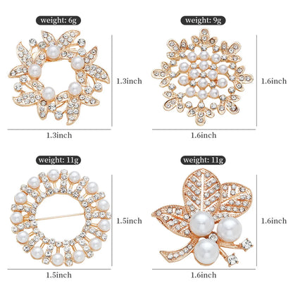 IG Style Simple Style Shiny Leaf Flower Alloy Inlay Rhinestones Pearl Women'S Brooches