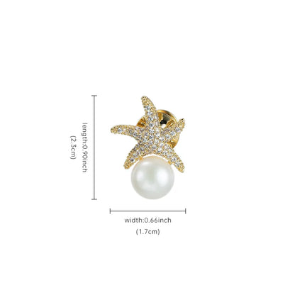 IG Style Simple Style Shiny Starfish Copper Inlay Pearl Zircon Women'S Brooches 1 Piece