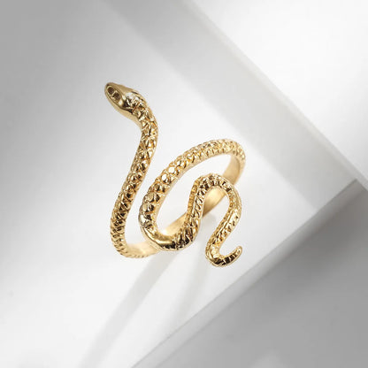 IG Style Simple Style Snake 304 Stainless Steel 18K Gold Plated Open Rings In Bulk