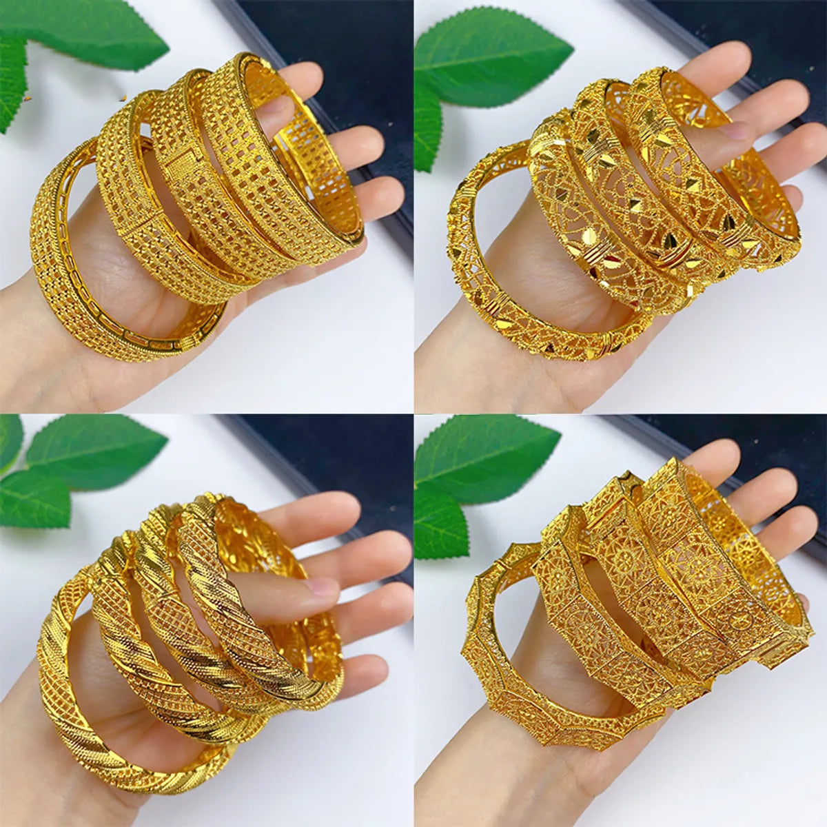 IG Style Simple Style Solid Color 24K Gold Plated Alloy Wholesale Bangle