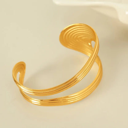 IG Style Simple Style Solid Color 304 Stainless Steel 18K Gold Plated Bangle In Bulk