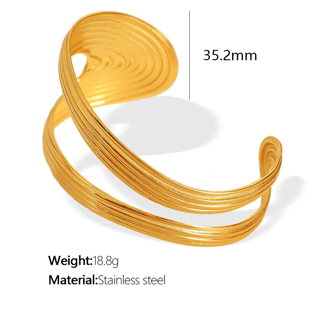 IG Style Simple Style Solid Color 304 Stainless Steel 18K Gold Plated Bangle In Bulk