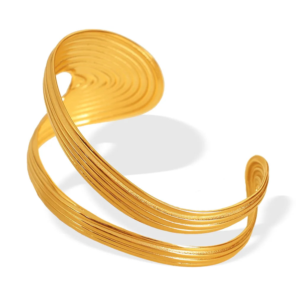 IG Style Simple Style Solid Color 304 Stainless Steel 18K Gold Plated Bangle In Bulk