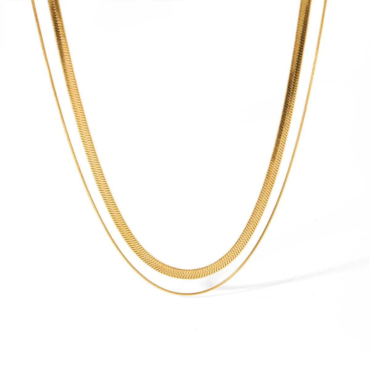 Ig Style Simple Style Solid Color Stainless Steel Plating 18k Gold Plated Double Layer Necklaces