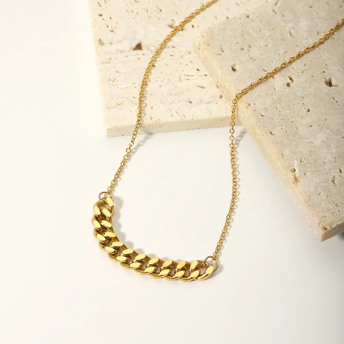 Ig Style Simple Style Solid Color Stainless Steel Plating 18k Gold Plated Necklace