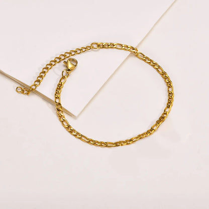 IG Style Simple Style Solid Color 201 Stainless Steel 18K Gold Plated Bracelets In Bulk