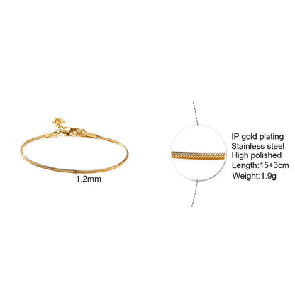 IG Style Simple Style Solid Color 201 Stainless Steel 18K Gold Plated Bracelets In Bulk