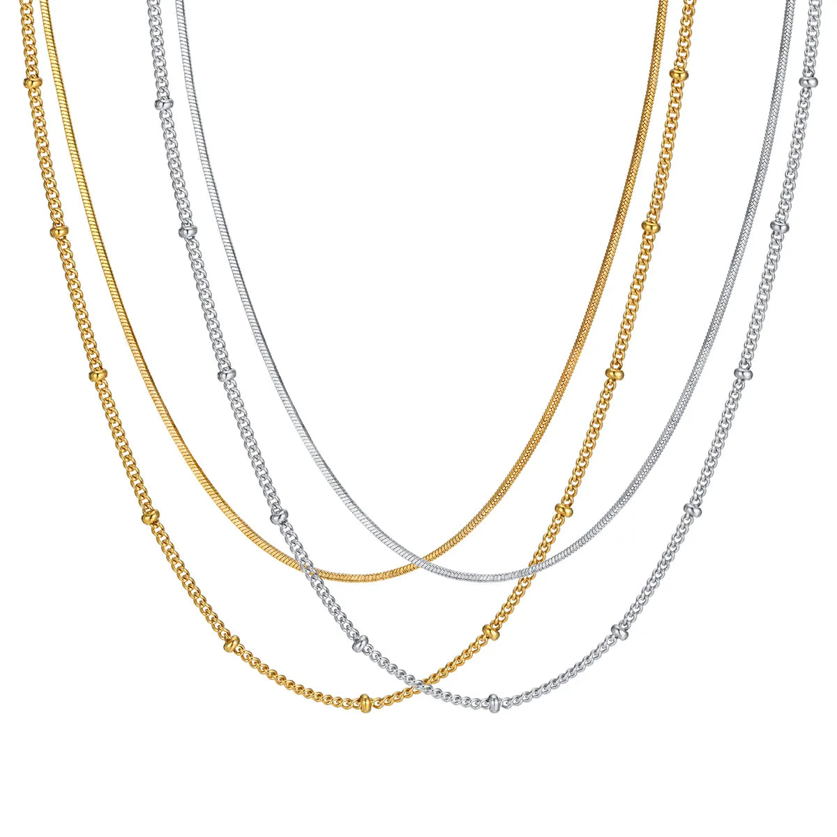 Ig Style Simple Style Solid Color Stainless Steel Plating 18k Gold Plated Double Layer Necklaces