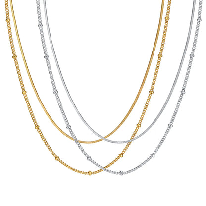 Ig Style Simple Style Solid Color Stainless Steel Plating 18k Gold Plated Double Layer Necklaces