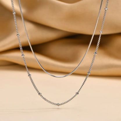 Ig Style Simple Style Solid Color Stainless Steel Plating 18k Gold Plated Double Layer Necklaces