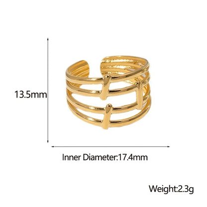 Ig Style Simple Style Solid Color Stainless Steel Plating Hollow Out Open Ring