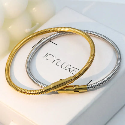 IG Style Simple Style Solid Color Titanium Steel 18K Gold Plated Bangle In Bulk