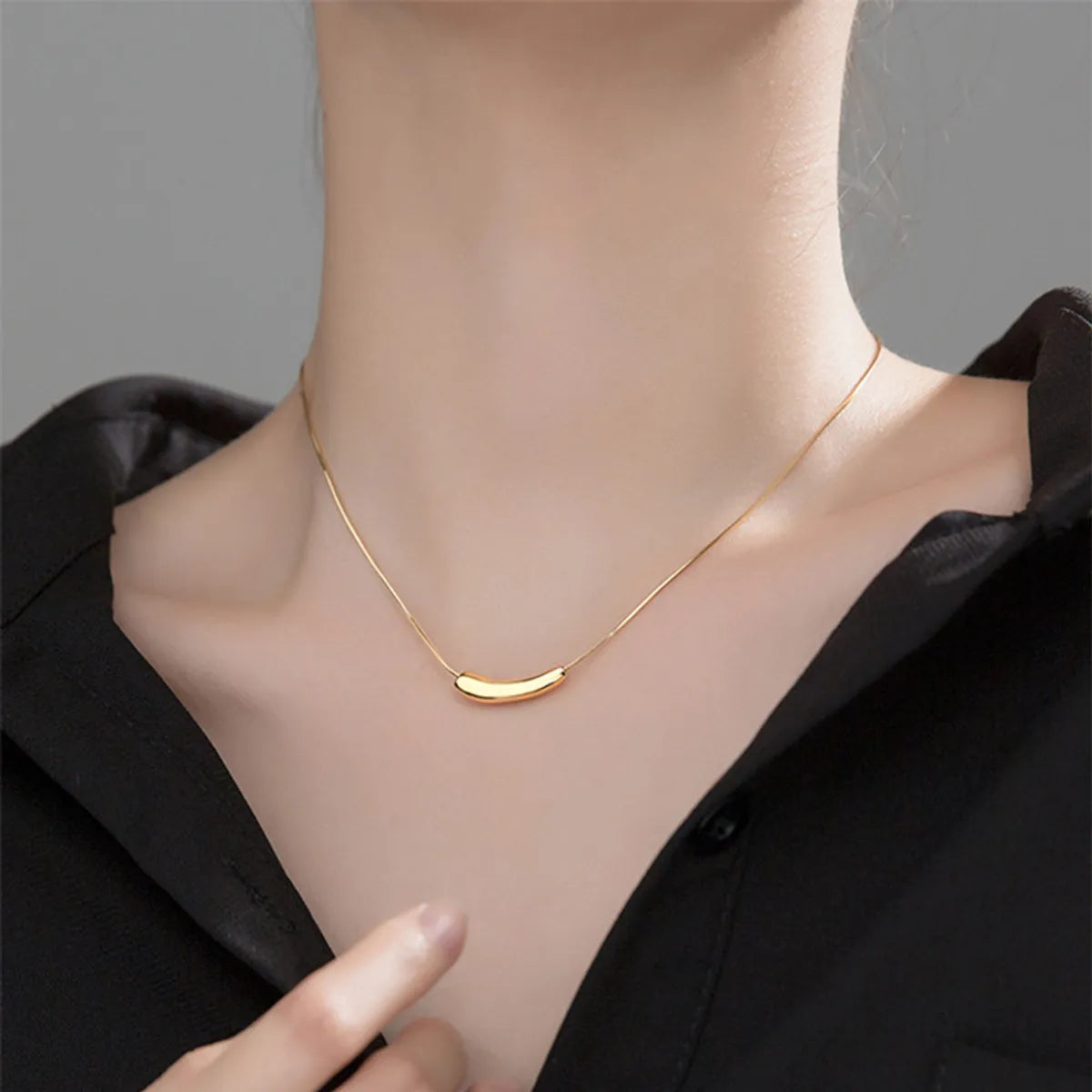 Ig Style Simple Style Solid Color Titanium Steel Plating 18k Gold Plated Necklace