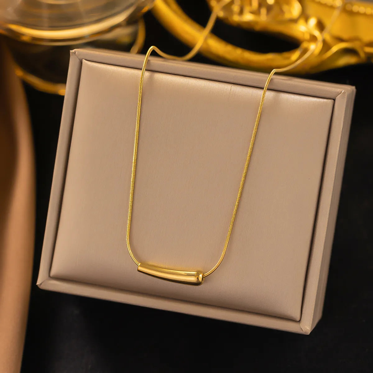 Ig Style Simple Style Solid Color Titanium Steel Plating 18k Gold Plated Necklace