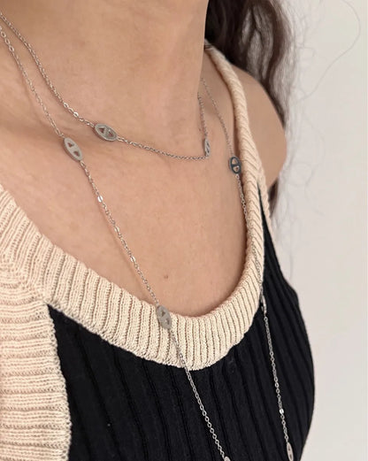 Ig Style Simple Style Solid Color Titanium Steel Plating Long Necklace