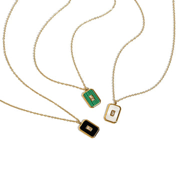 Ig Style Simple Style Square Stainless Steel Titanium Steel Plating Inlay Acrylic 18k Gold Plated Pendant Necklace