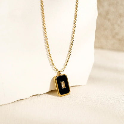 Ig Style Simple Style Square Stainless Steel Titanium Steel Plating Inlay Acrylic 18k Gold Plated Pendant Necklace