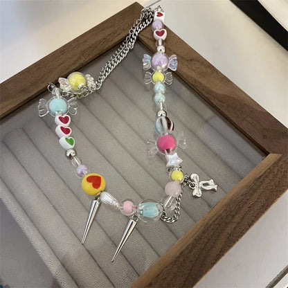 Ig Style Simple Style Star Heart Shape Bow Knot Rhinestones Alloy Natural Stone Resin Wholesale Pendant Necklace