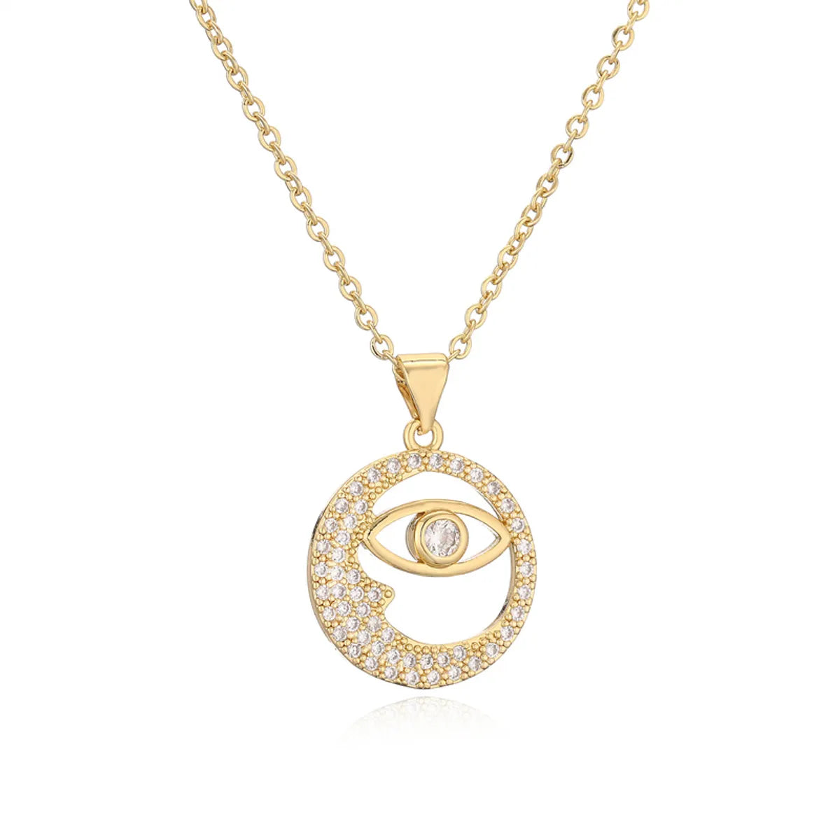 Ig Style Simple Style Star Moon Heart Shape Copper Plating Inlay Zircon Gold Plated Pendant Necklace