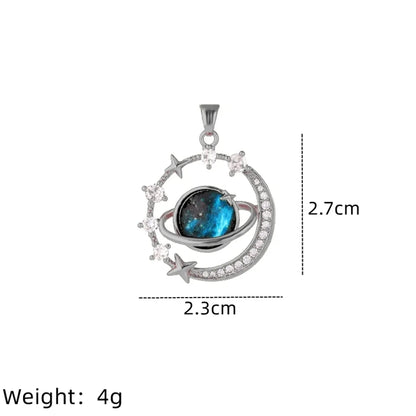 Ig Style Simple Style Star Planet Titanium Steel Copper Plating Inlay Resin Zircon Gold Plated Silver Plated Pendant Necklace Necklace Pendant