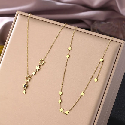 Ig Style Simple Style Star Titanium Steel Plating 18k Gold Plated Pendant Necklace