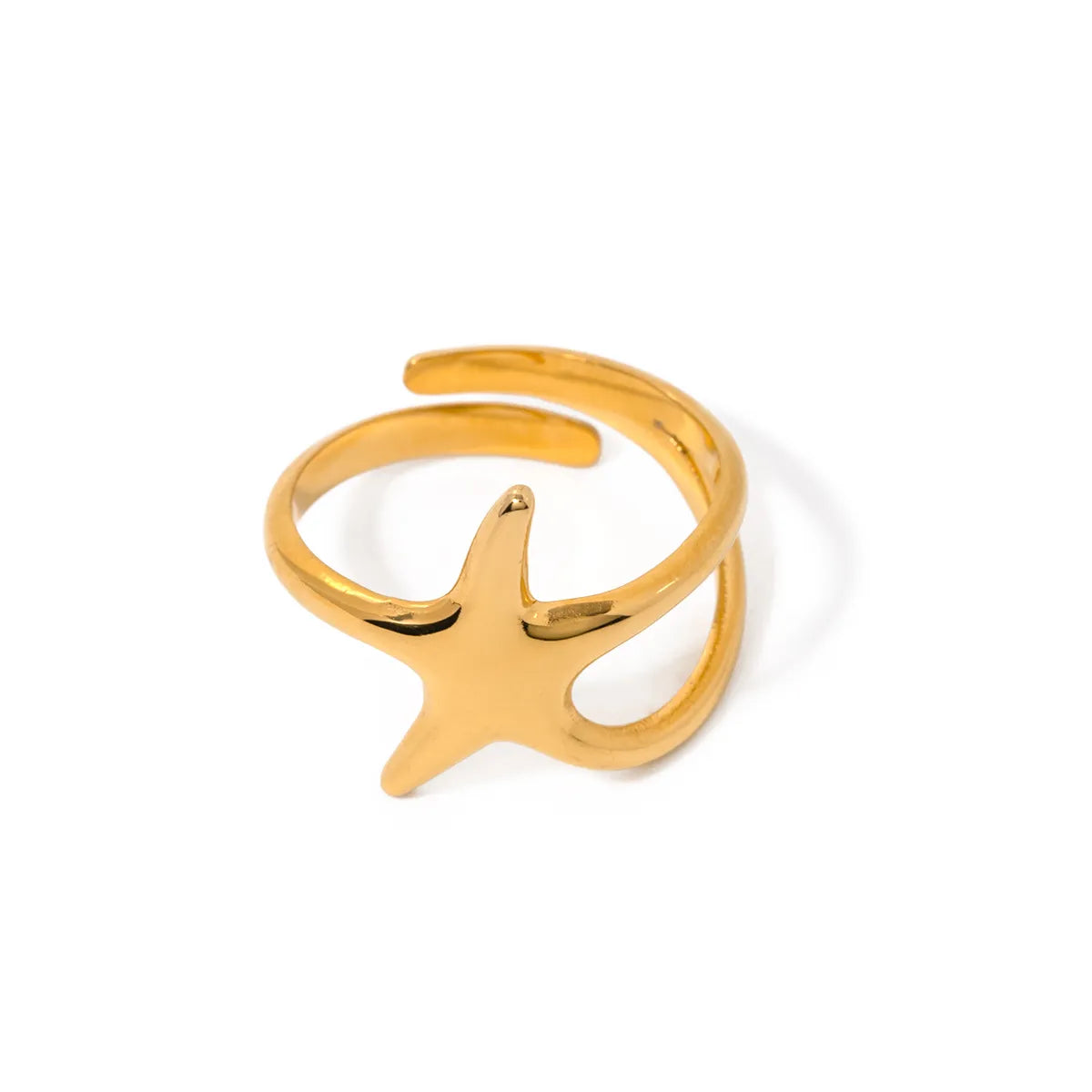 Ig Style Simple Style Starfish Stainless Steel Plating 18k Gold Plated Open Rings