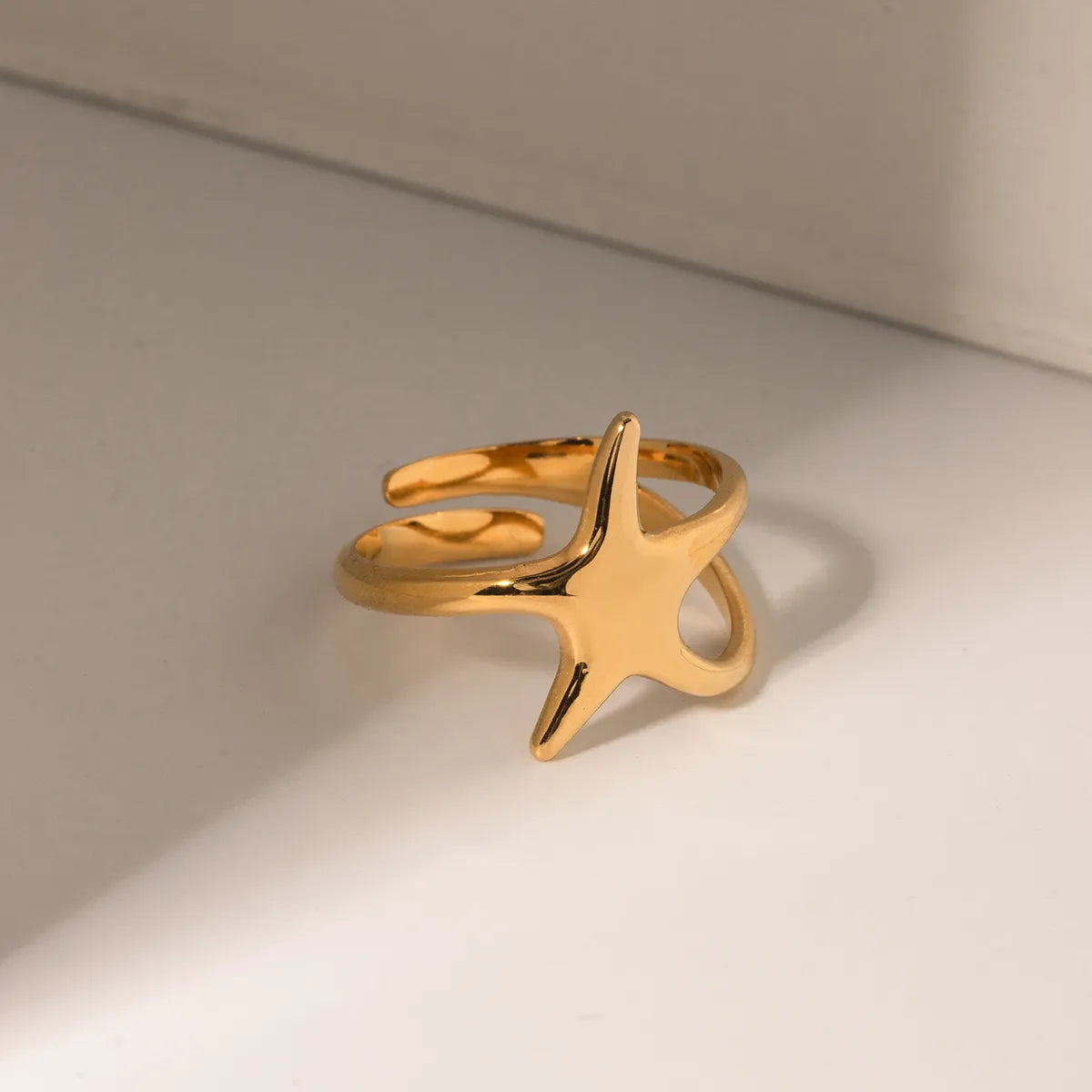 Ig Style Simple Style Starfish Stainless Steel Plating 18k Gold Plated Open Rings