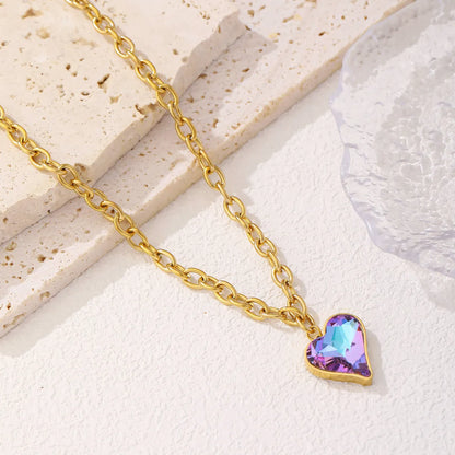 Ig Style Simple Style Sun Heart Shape Titanium Steel Plating 18k Gold Plated Pendant Necklace