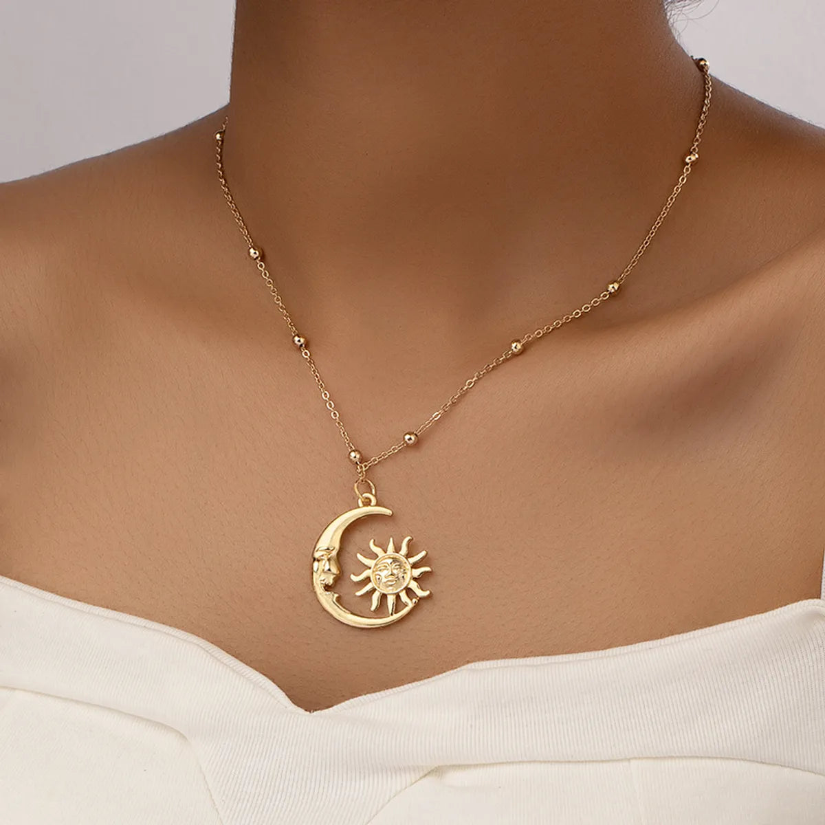 Ig Style Simple Style Sun Moon Alloy Plating Women's Pendant Necklace