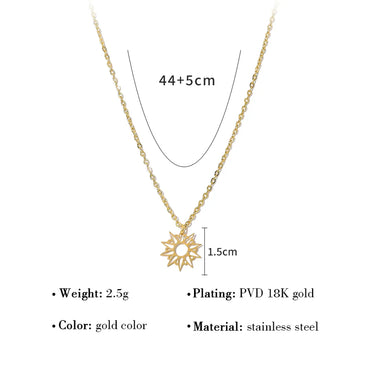 Ig Style Simple Style Sun Stainless Steel Titanium Steel Plating 18k Gold Plated Pendant Necklace