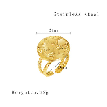 Ig Style Simple Style Sun Star Moon Titanium Steel Plating Open Rings