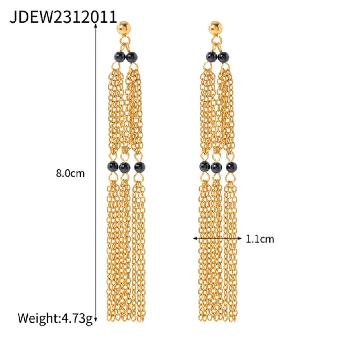 Ig Style Simple Style Tassel Stainless Steel Plating Inlay Natural Stone 18k Gold Plated Earrings Necklace