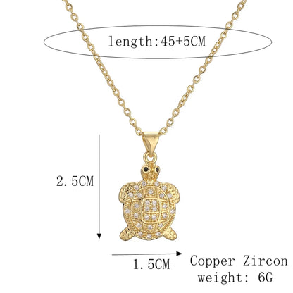 Ig Style Simple Style Tortoise Animal Bird Copper Plating Inlay Zircon Gold Plated Pendant Necklace