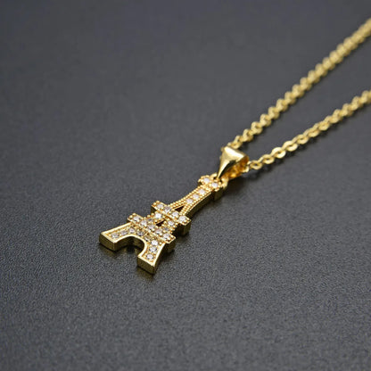 Ig Style Simple Style Tower Copper Plating Inlay Zircon Pendant Necklace