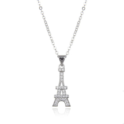 Ig Style Simple Style Tower Copper Plating Inlay Zircon Pendant Necklace